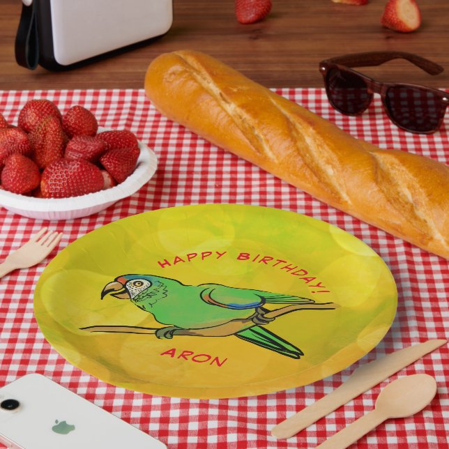Happy Birthday parrot Paper Plates (Picnic)