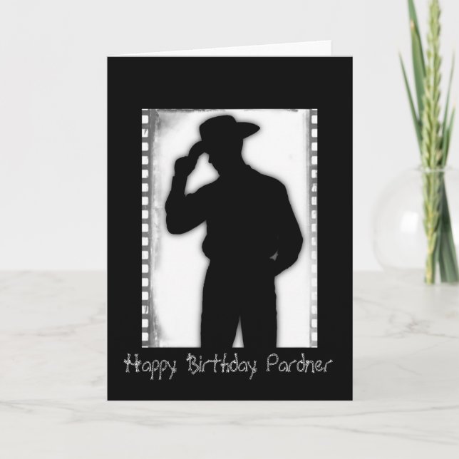 Happy Birthday Partner Cowboy Greeting Card (Front)