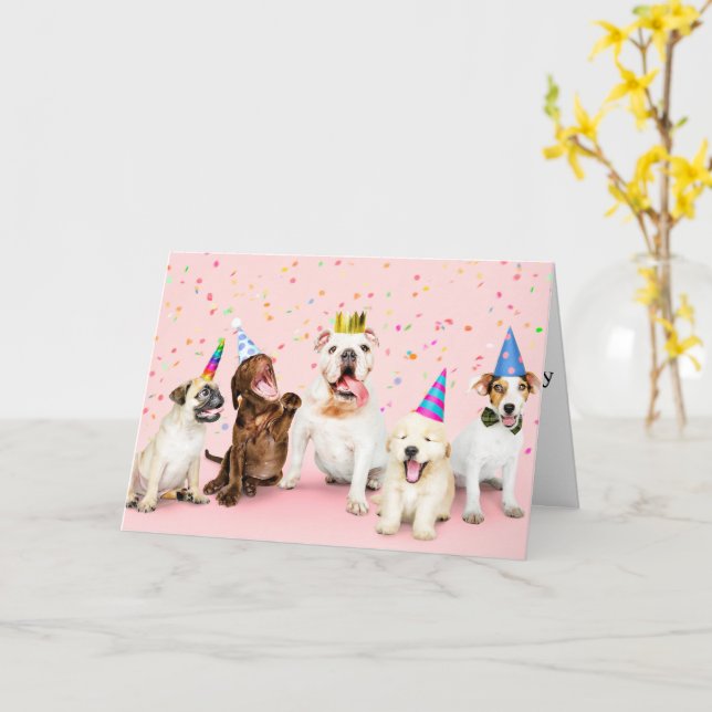 Happy Birthday Party Animals Card (Yellow Flower)