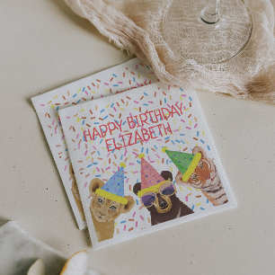 Happy Birthday Party Animals Personalized  Napkin