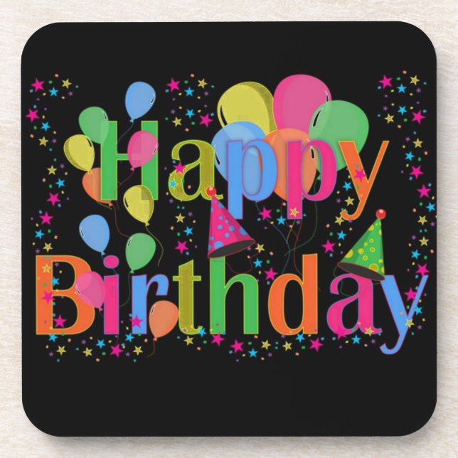 Happy Birthday Party Balloons Coaster (Front)