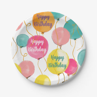 Happy Birthday Party Balloons Plate