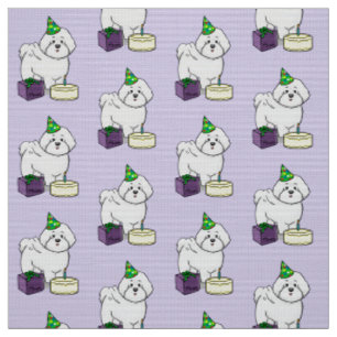 Happy Birthday Party Bichon Frise Dog - Cute Fabric