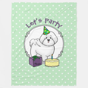 Happy Birthday (Party) Bichon Frise Dog - Cute Fleece Blanket