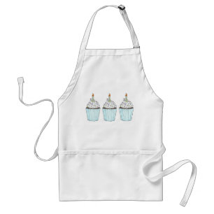 Happy Birthday Party Cake Blue Cupcakes w/ Candles Standard Apron