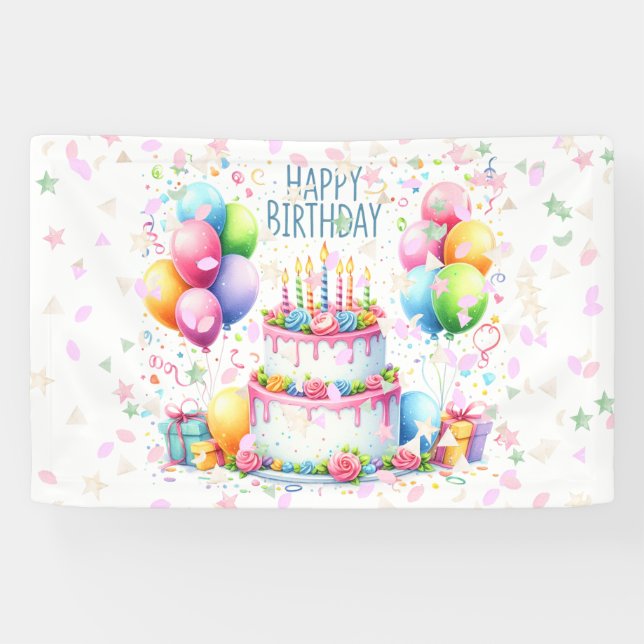 Happy Birthday Party Celebration Banner (Horizontal)