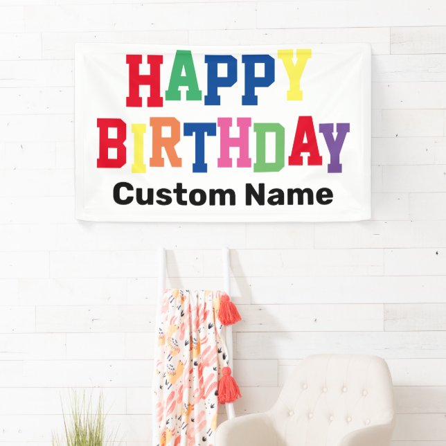 Happy Birthday Party Colorful Personalized Name Banner (Insitu)