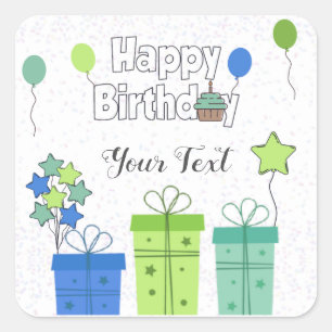 Happy Birthday Party Colourful Balloons Square Sticker