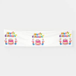 Happy Birthday Party Confetti 2.5x10 Vinyl Banner