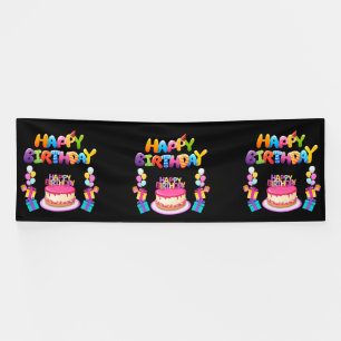 Happy Birthday Party Confetti 4x12 Vinyl Banner