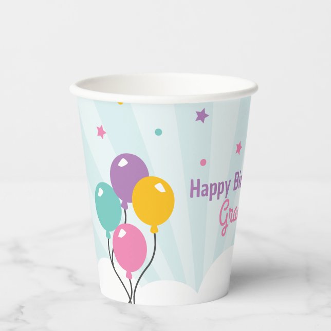 Happy Birthday Party Cup with Balloons (Front)