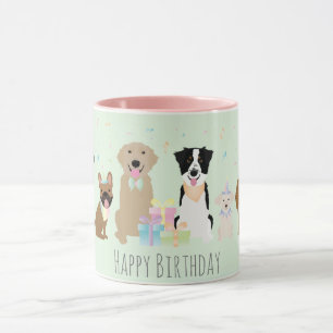 Happy Birthday Party Dogs Green Mug