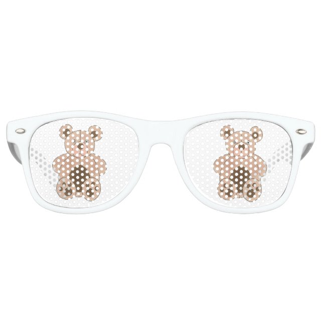 Happy Birthday Party Favour Brown Teddy Bear Plush Retro Sunglasses (Front)