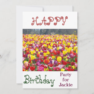 Happy Birthday Party for Your Name! Tulip Flowers Invitation