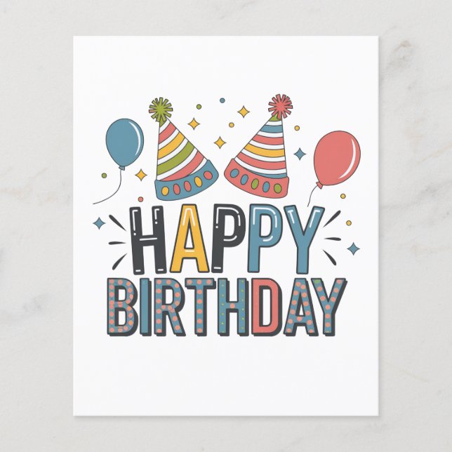 Happy Birthday Party Hats Flyer (Front)