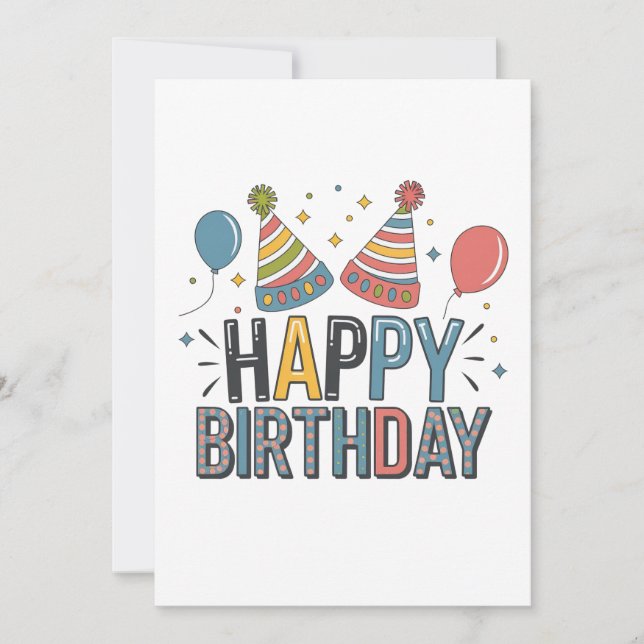 Happy Birthday Party Hats Invitation (Front)