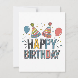 Happy Birthday Party Hats Invitation