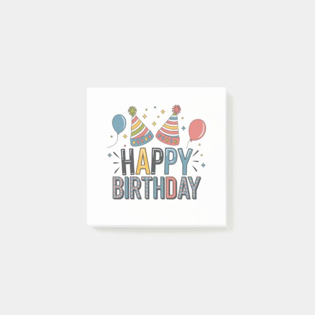 Happy Birthday Party Hats Post-it Notes (Front)