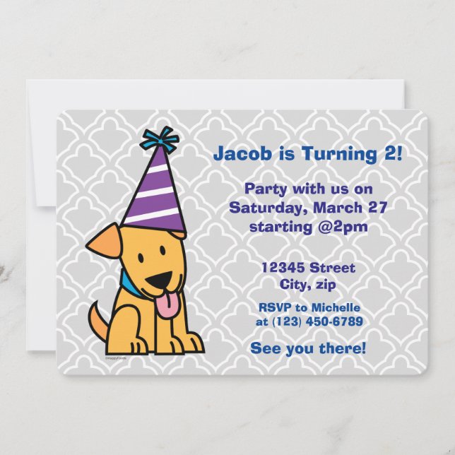 Happy Birthday Party Lab puppy Invitation (Front)