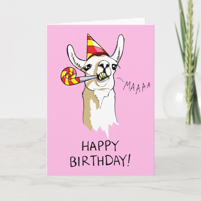 Happy Birthday Party Llama Card (Front)