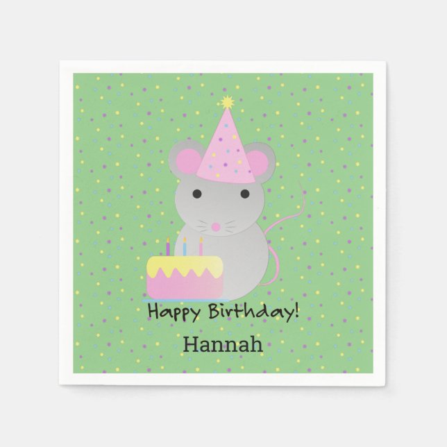 Happy Birthday Party Mouse Napkin (Front)