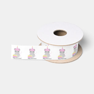 Happy Birthday Party Mouse Satin Ribbon