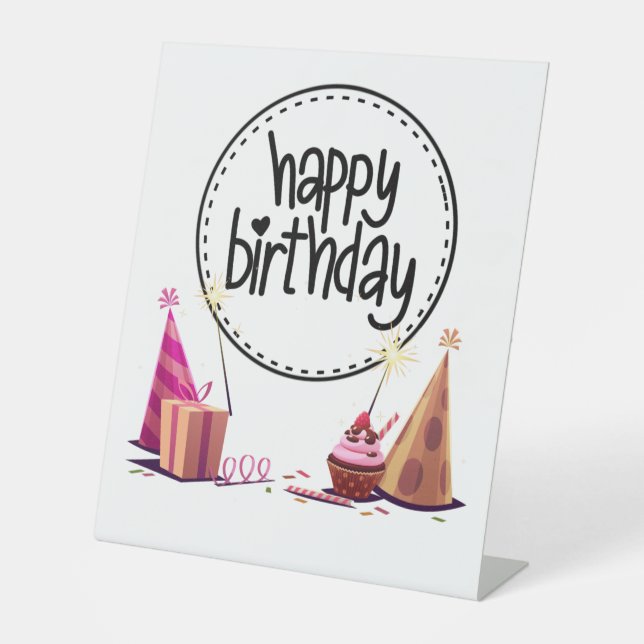 Happy Birthday Party Pedestal Sign (Front)