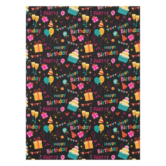Happy birthday party print tablecloth (Front)