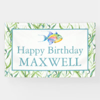 Happy Birthday Party Signs Boy Tropical Fish