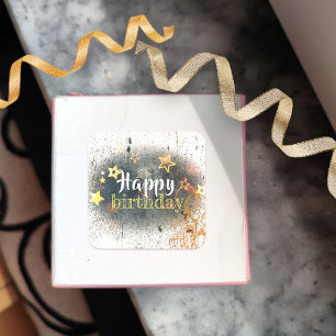 Happy Birthday Party Stars Balloons And Gifts Square Sticker