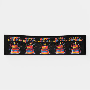 Happy Birthday Party Theme Supplies 2.5x10 Vinyl Banner