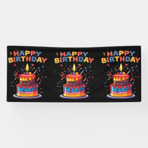 Happy Birthday Party Theme Supplies 2.5x6 Vinyl Banner
