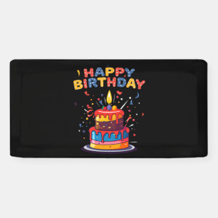 Happy Birthday Party Theme Supplies 2x1 Vinyl Banner