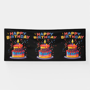 Happy Birthday Party Theme Supplies 4x10 Vinyl Banner