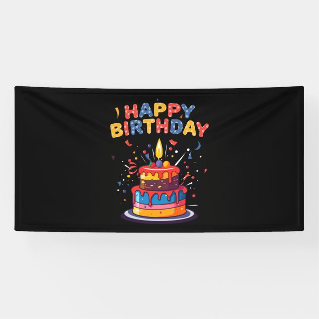 Happy Birthday Party Theme Supplies Banner (Horizontal)