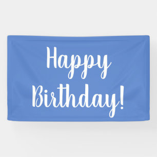 Happy Birthday Pastel Blue White Birthday Party Banner