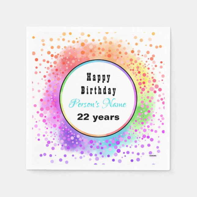 Happy Birthday Pastel Paper Napkins - HAMbyWG (Front)