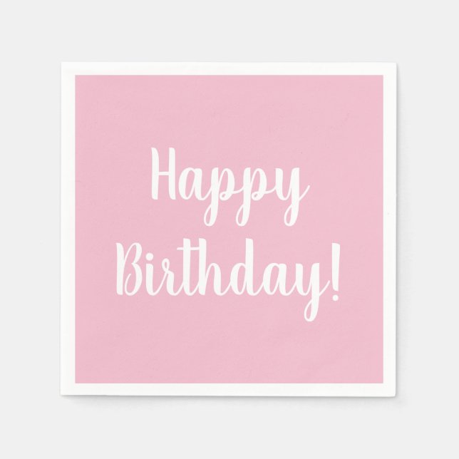 Happy Birthday Pastel Pink Birthday Party Napkin (Front)