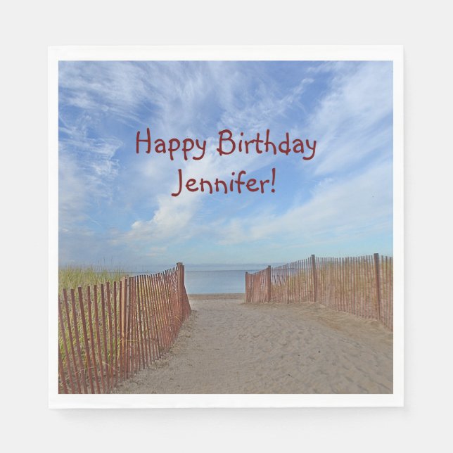 Happy Birthday Path to The Beach Napkin (Front)