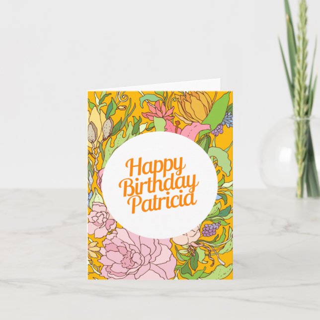 Happy Birthday Patricia | Floral Birthday Card (Front)