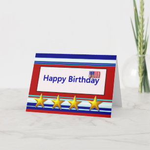 Happy Birthday Patriotic With Flag Card