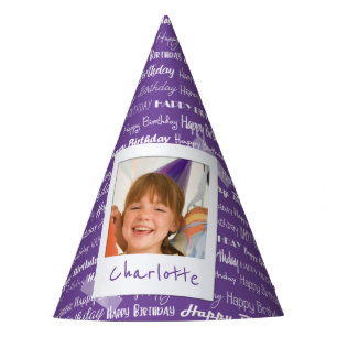 Happy Birthday Pattern Purple Party Kids Photo Hat