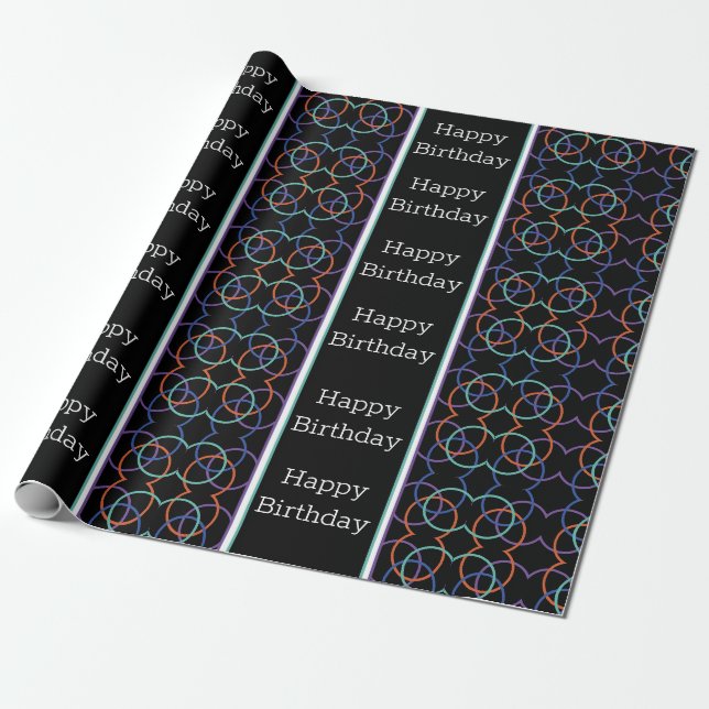 Happy Birthday Patterned Wrapping Paper (Unrolled)