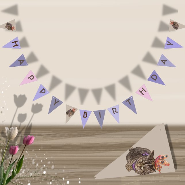 Happy Birthday Paw-ty Cat Bunting (Happy Birthday Paw-ty Cat Bunting Flags)