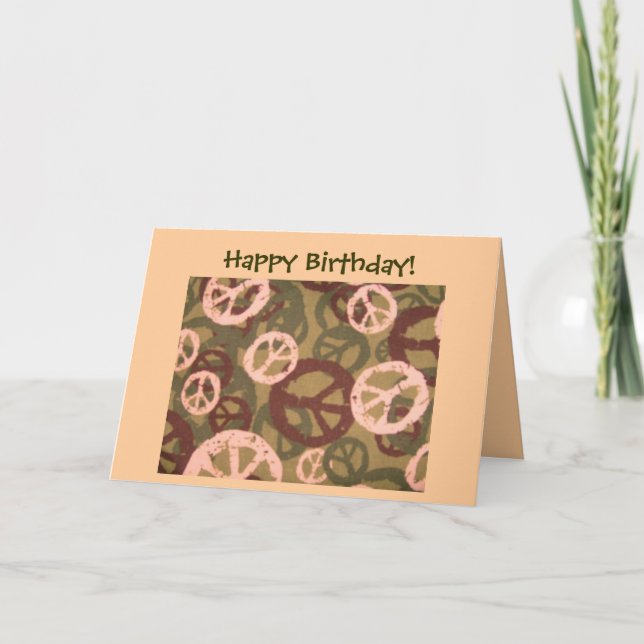 Happy Birthday!-Peace Signs/Camo Look Card (Front)