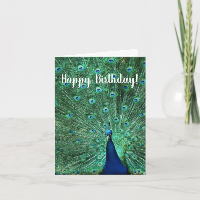 Happy Birthday Peacock Greeting Card (Front)