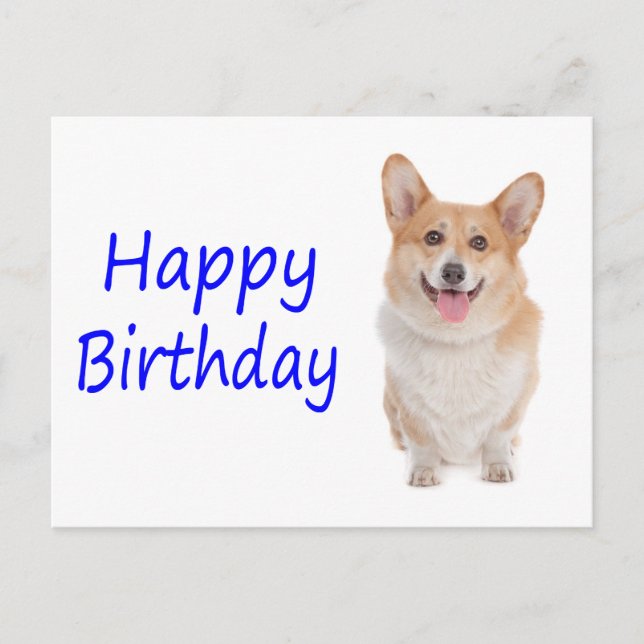 Happy Birthday Pembroke Corgi Puppy Dog  Postcard (Front)
