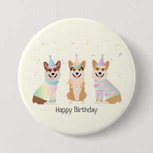 Happy Birthday Pembroke Welsh Corgi Dogs 7.5 Cm Round Badge