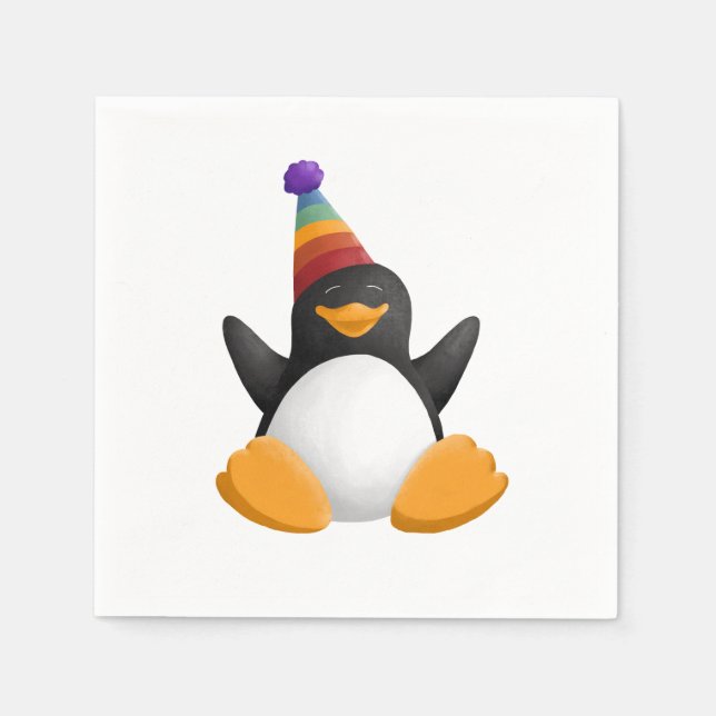 Happy Birthday Penguin Napkin (Front)