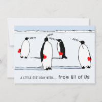 Happy Birthday Penguin Winter Bird Cool Red Heart